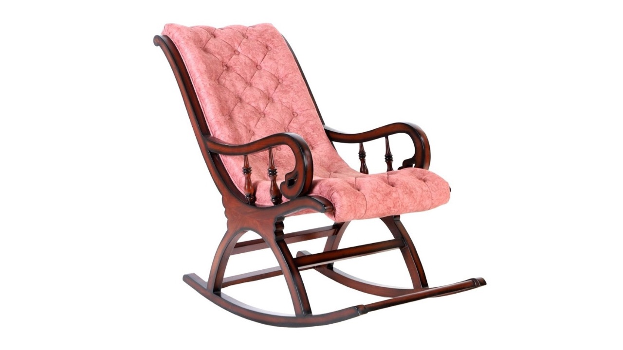 DZYN FurnituresBrown & Burgundy Upholstered Wood Rocking Chair