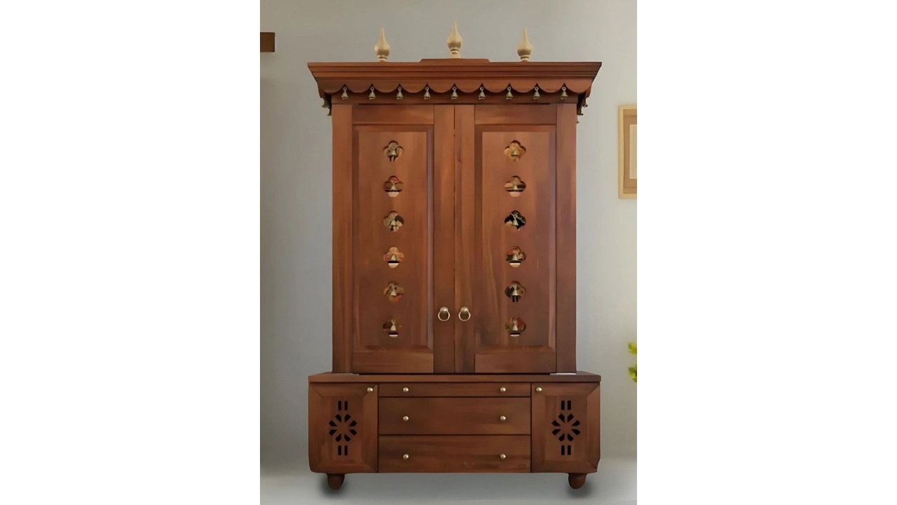 DZYN FurnituresTeak Wood Pooja Mandap With Door