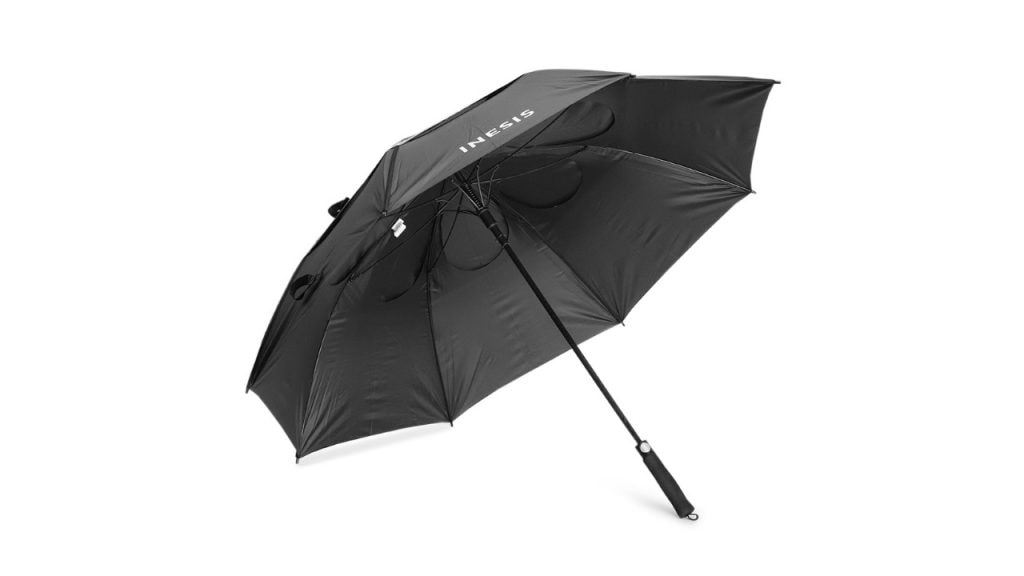 DecathlonINESIS - Waterproof Black Large Size 145Cm Coverage Uv Protection Umbrella