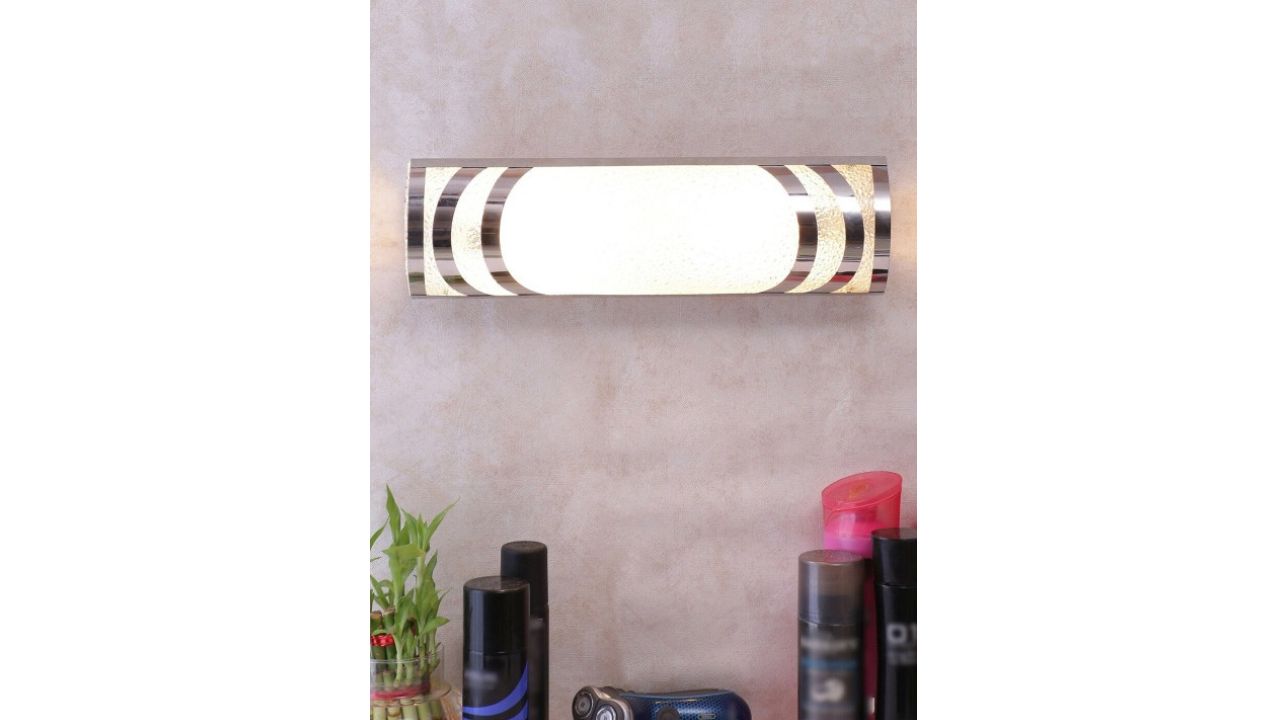 Devansh Off-White & Steel Patterned Bathroom Light
