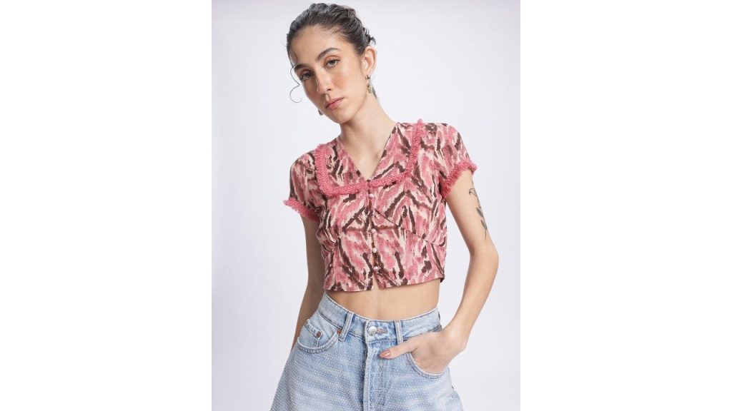 DressBerry Fringed Hem Shirt-Style Top
