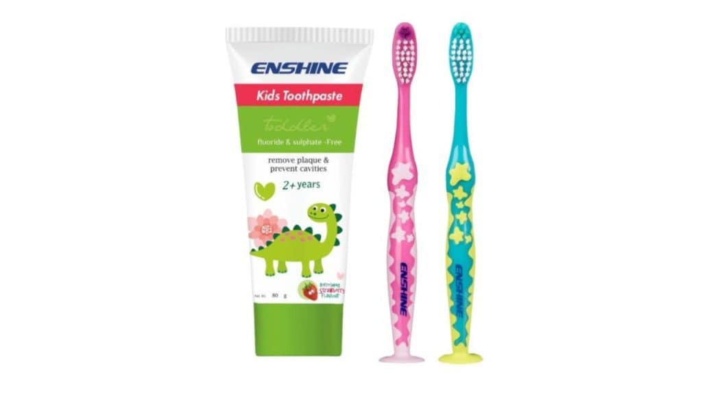 ENSHINE Kids 2Pc Toothbrush & Toothpaste Oral Care Set