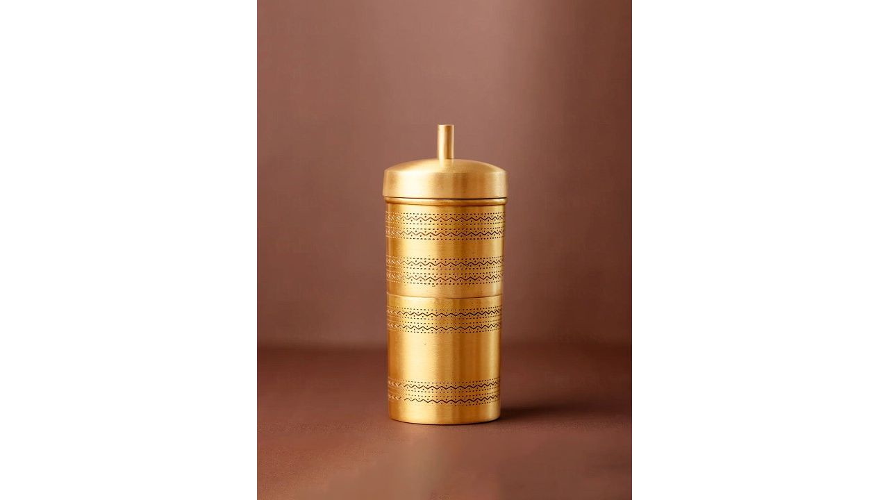 Ekhasa Gold-Toned Textured Pure Brass Filter Coffee Maker 200 ml