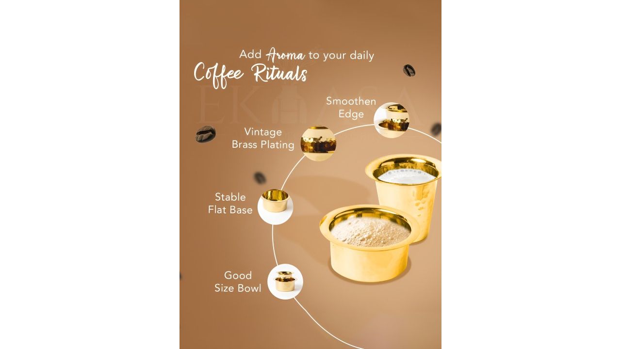 Ekhasa Set Of 2 Pure Brass Filter Coffee Cup