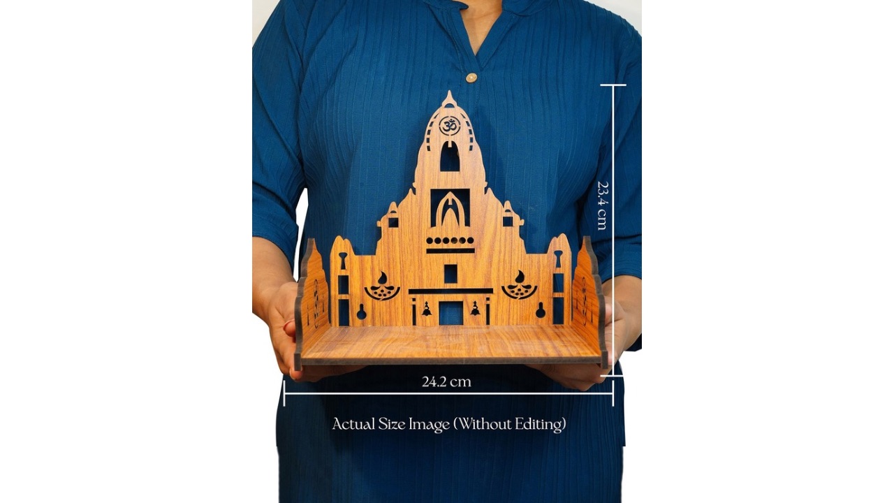 EkhasaKashi Vishwanath Inspired Brown Wooden Pooja Mandir for Home