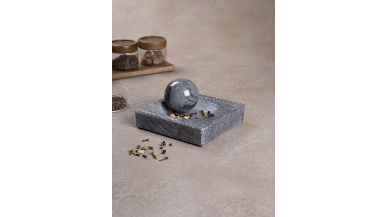 Ellementry Grey Erebus Marble Mortar & Pestle