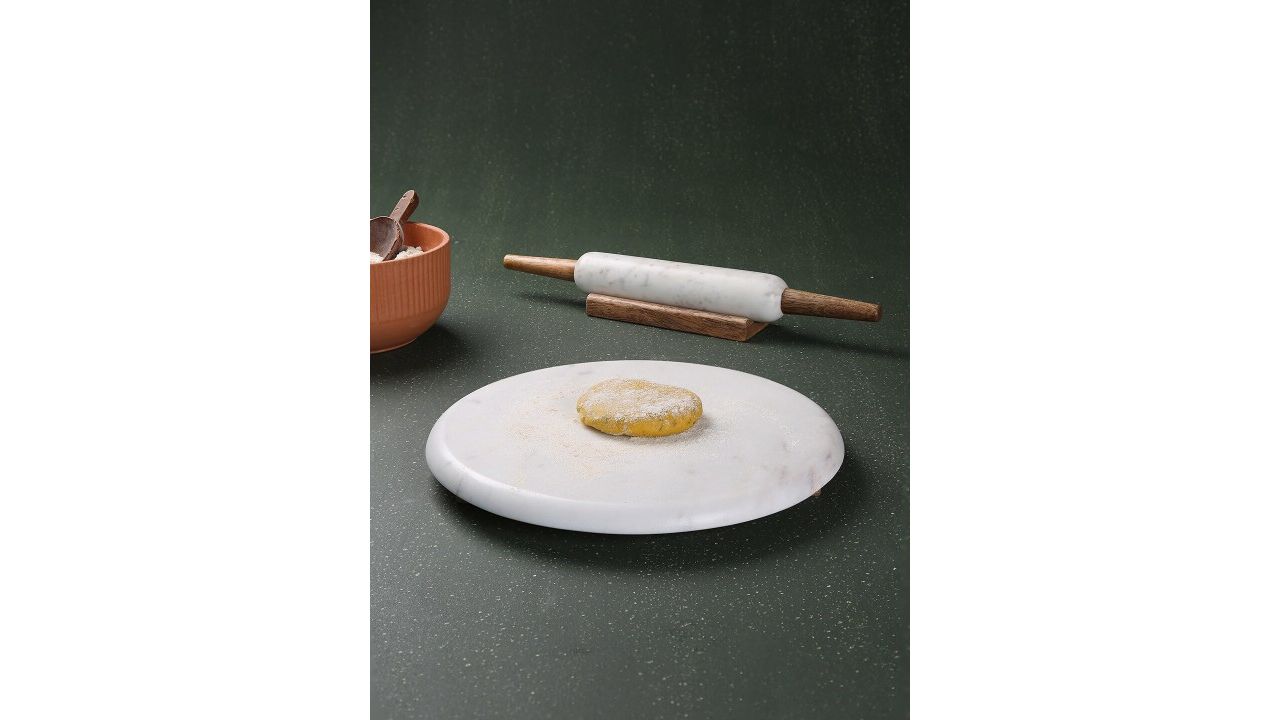 Ellementry White Marble Chakla Belan Set
