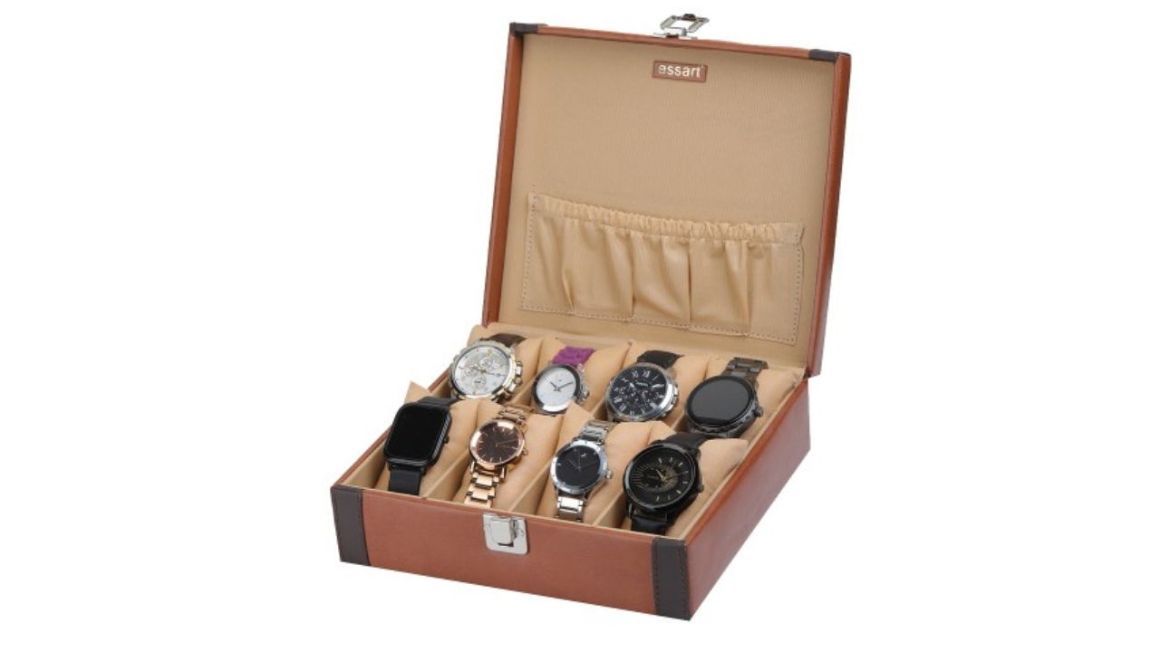 Essart 8 Slots Brown Watch Organiser Box