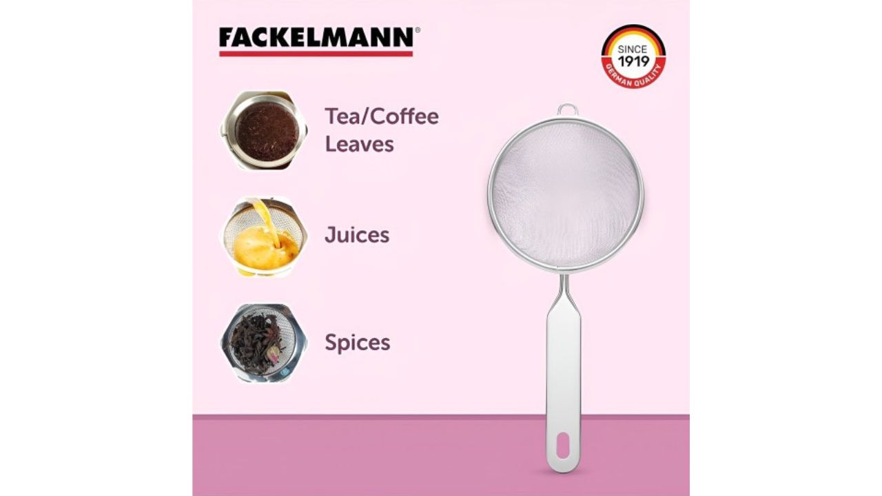 Fackelmann White 1pc Stainless Steel Rust Resistant Tea Coffee Juice Strainer 10cm