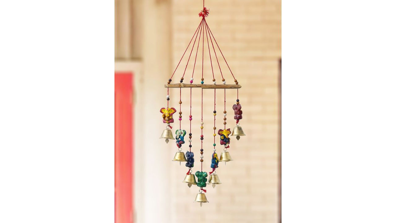 Fashion BizzGolden & Brown Ganesh With Bells Windchimes