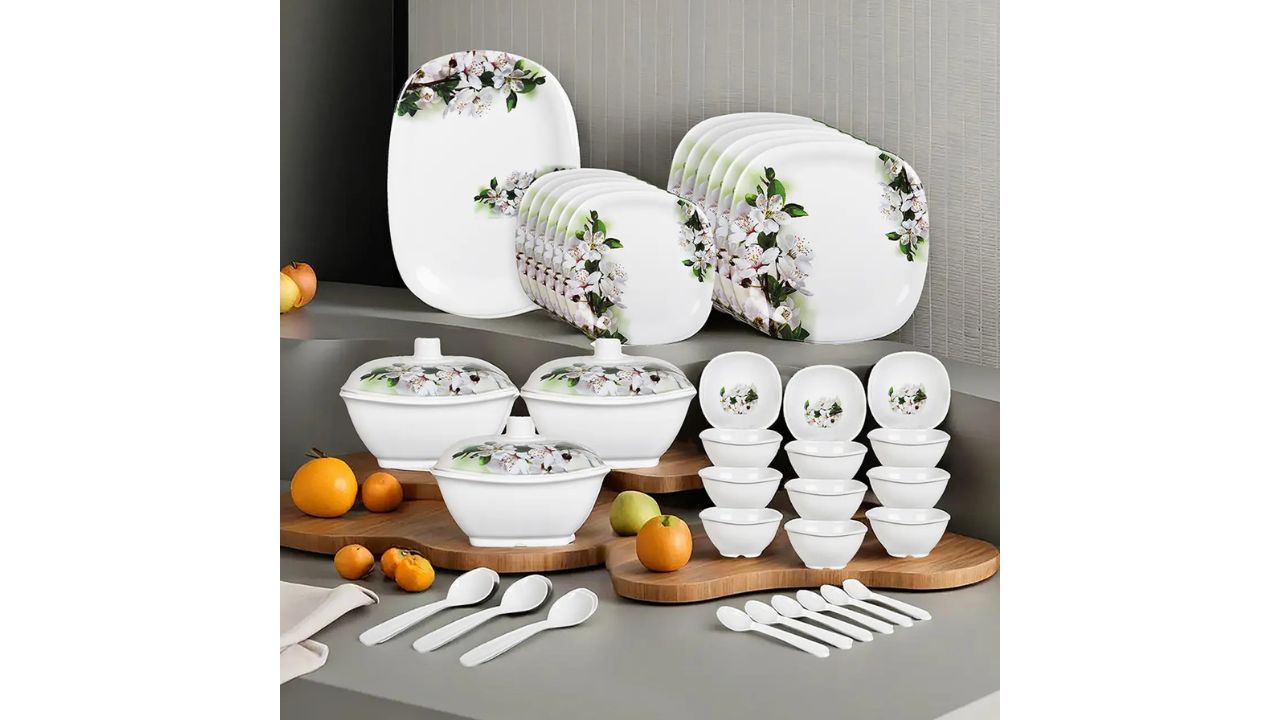 Flipkart SmartBuy Pack of 40 Melamine Emerald Bloom Melamine Dinner Set