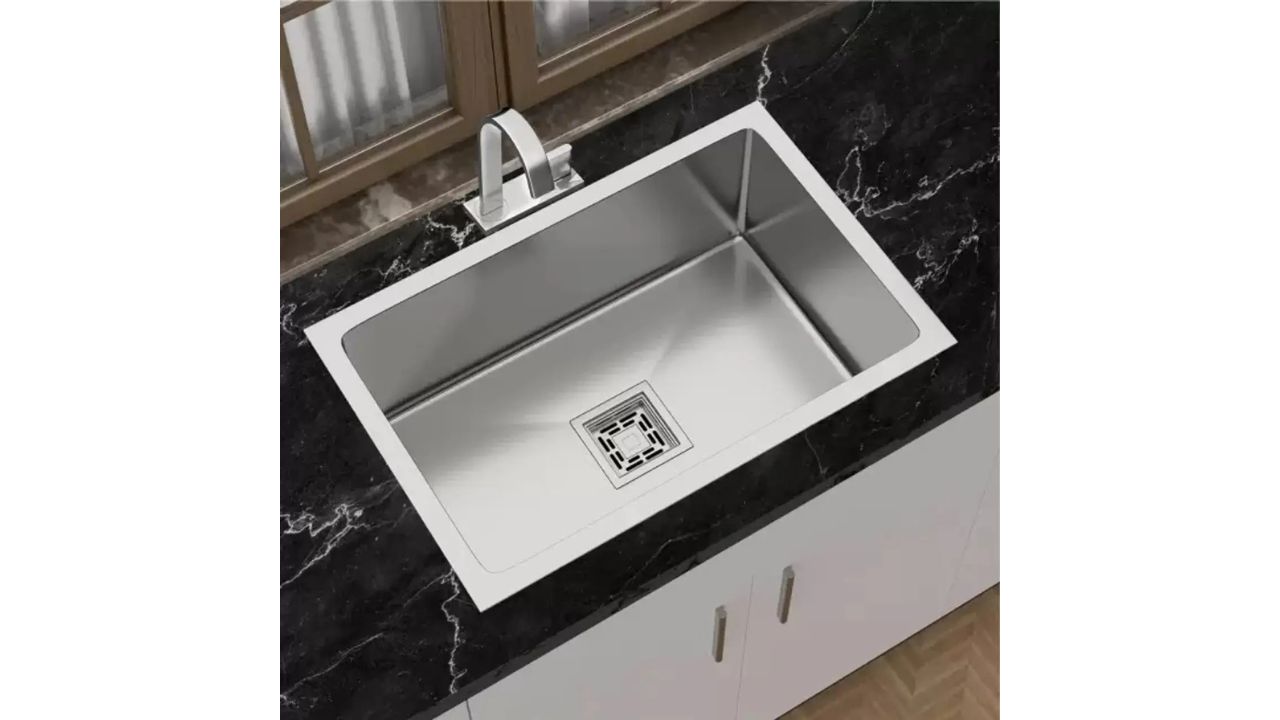 GLOXY Stainless Steel 304, Handmade Single Bowl Kitchen Sink With Basket