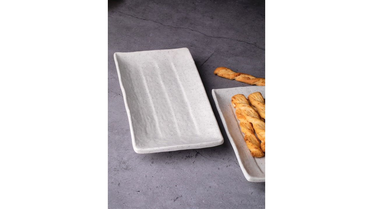 GOODHOMES Set Of 2 White Textured Pasta Platter