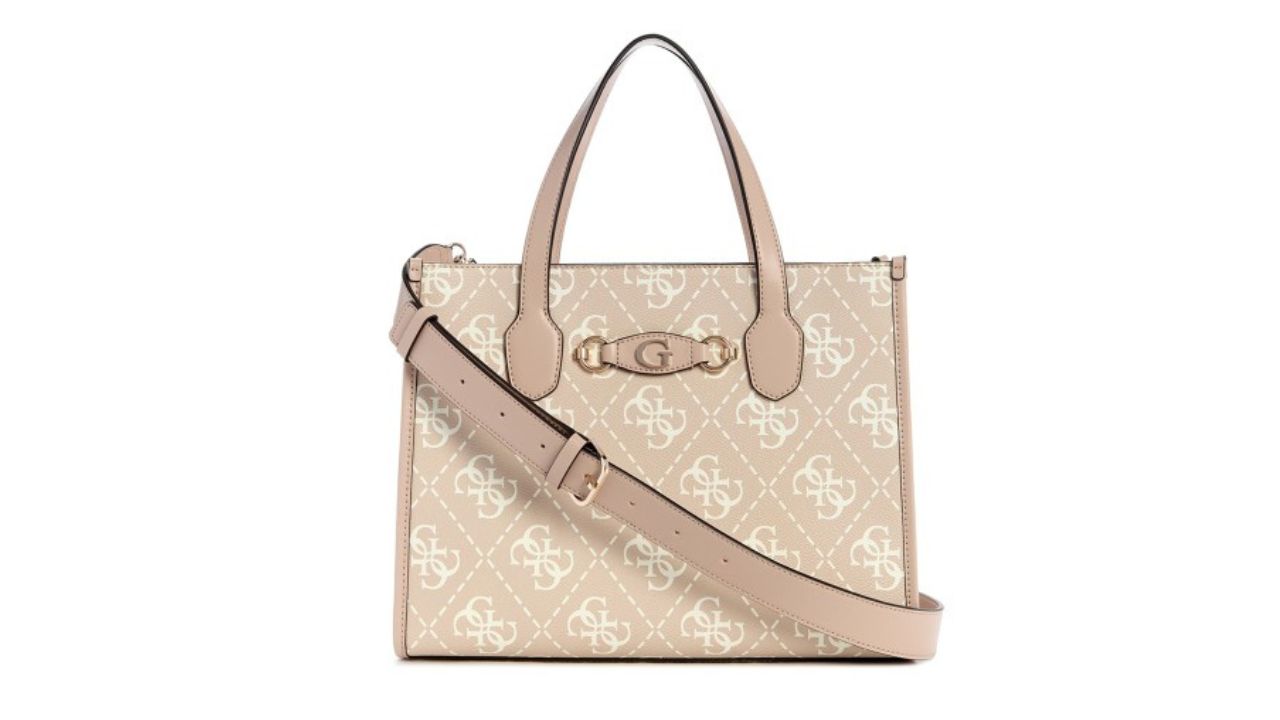 GUESS Printed PU Bucket Shoulder Bag with Tasselled