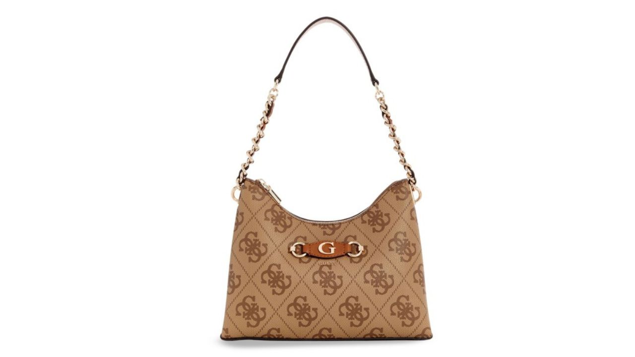 GUESS Printed PU Half Moon Shoulder Bag with Quilted