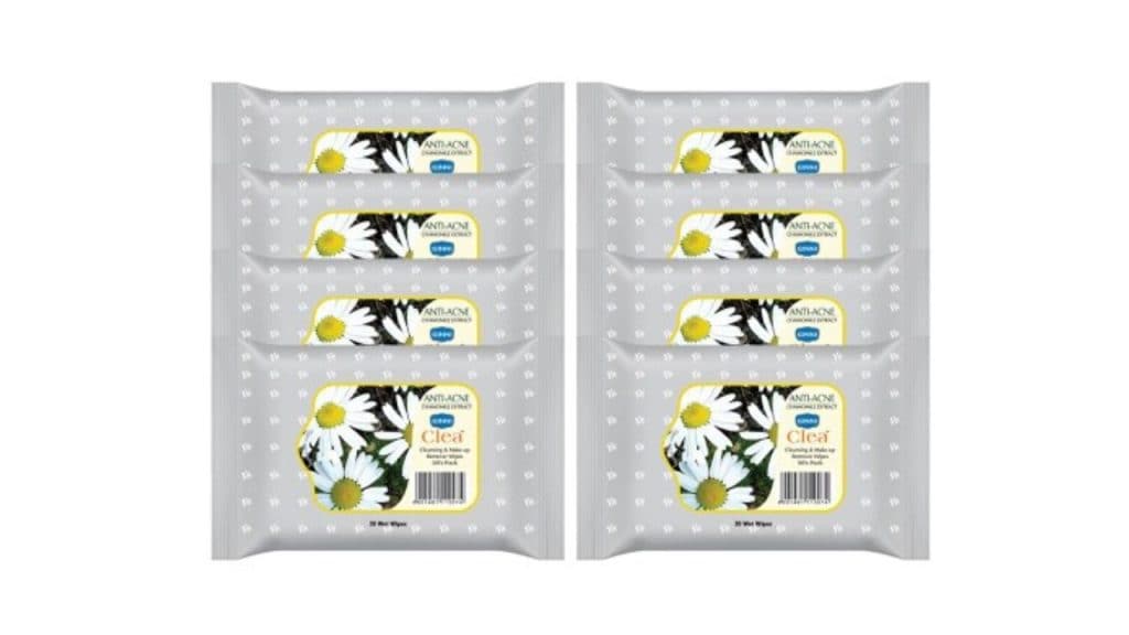 Ginni Set of 8 Antiacne Cleansing & Makeup Remover Wet Wipes - 30 Wipes Per Pack