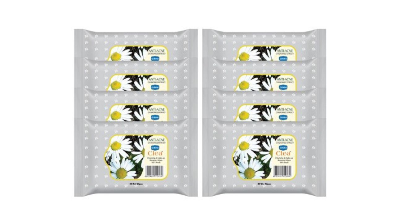 Ginni Set of 8 Antiacne Cleansing & Makeup Remover Wet Wipes - 30 Wipes Per Pack