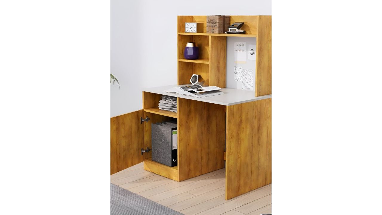 HEXA RED Brown Engineered Wood Study Table For Work From Home Students & Computer Table