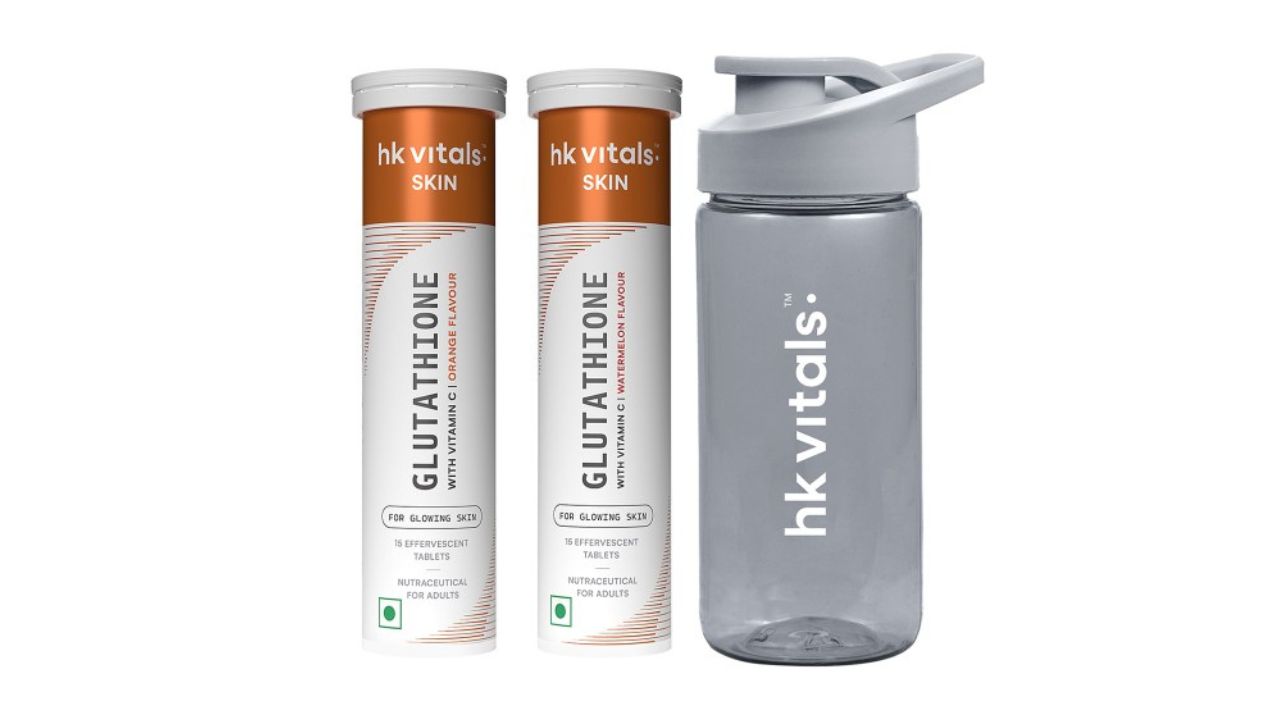 HK VITALS Set Of 2 Glutathione Effervescent Tablets 15 Tablets Each with Sipper