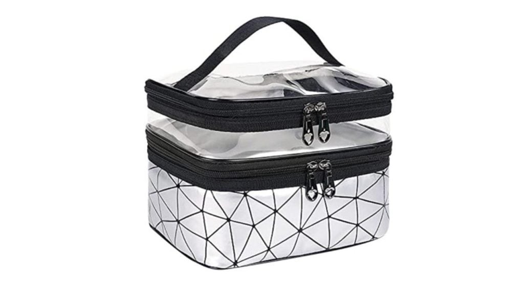 HOUSE OF QUIRK Silver coloured Double Layer Travel Cosmetic Cases Make up Organizer