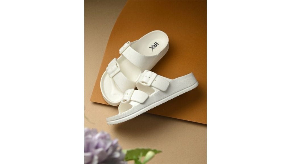 HRX by Hrithik Roshan Women Off White Rubber Sliders