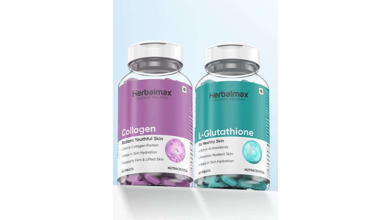 Herbal max Set of Skin Youthful Collagen & L-Glutathione Tablets - 60 Tablets Each