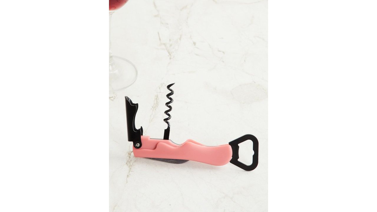 Home Centre Pink Colourblocked Stainless Steel Multi Utility Corkscrew