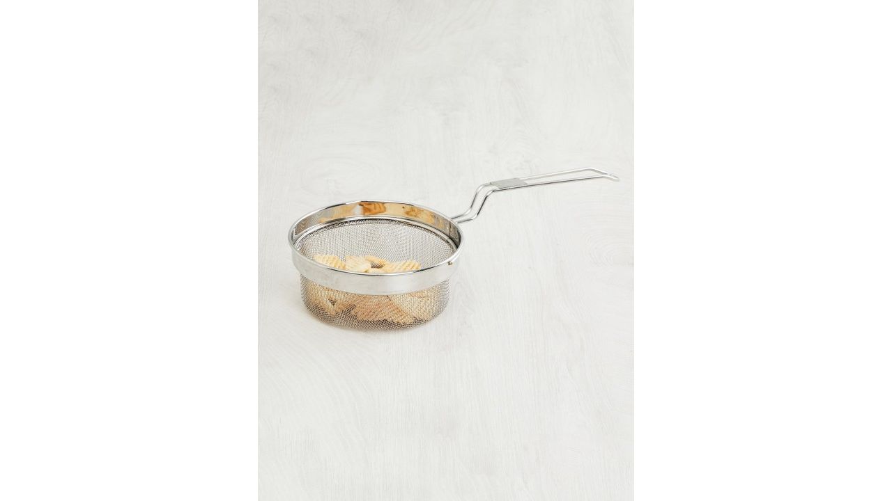 Home Centre Silver-Toned Solid Frying Basket