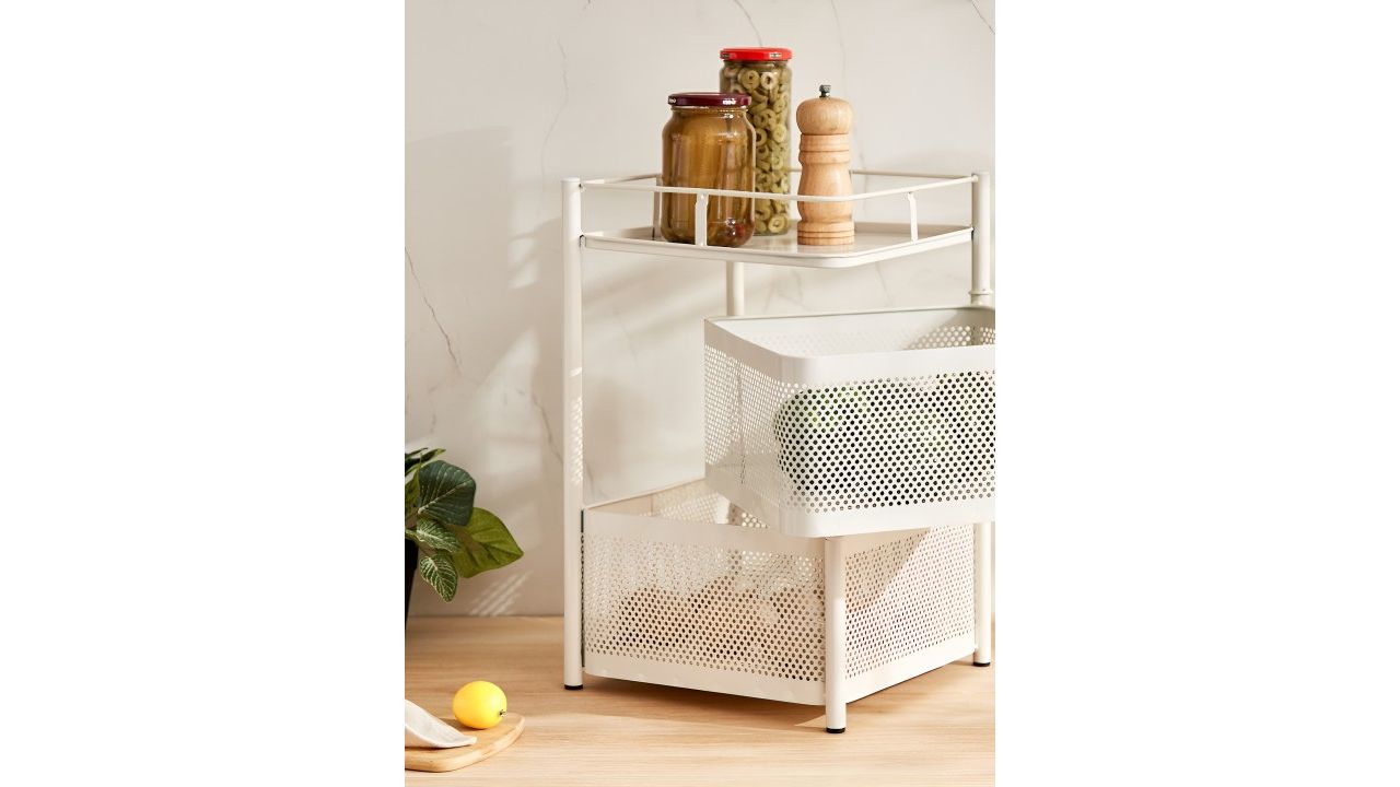 Home Centre White Tranzit Holland 2-Tier Kitchen Trolley