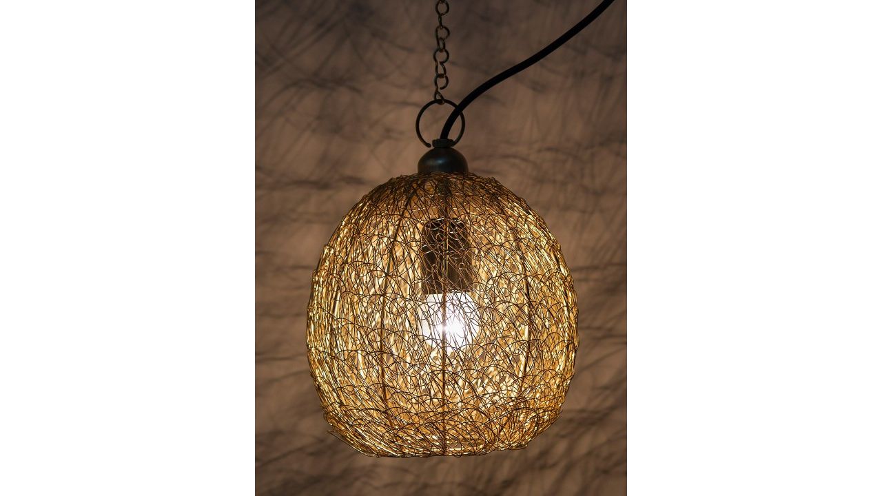 Homesake Gold-Toned Self Design Hanging Wall or Ceiling Lamp