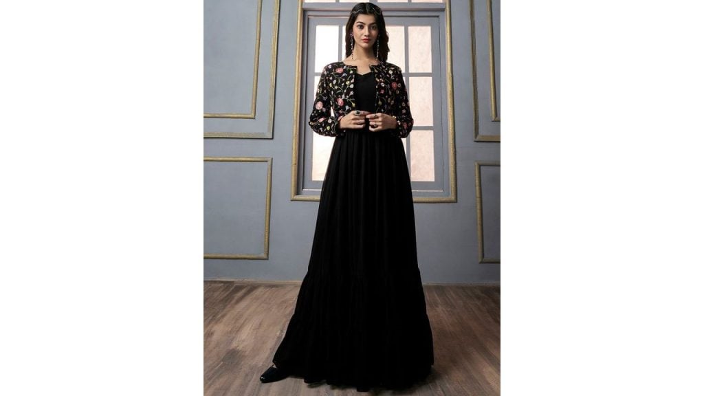 Inddus A-line Maxi Ethnic Dress With Jacket