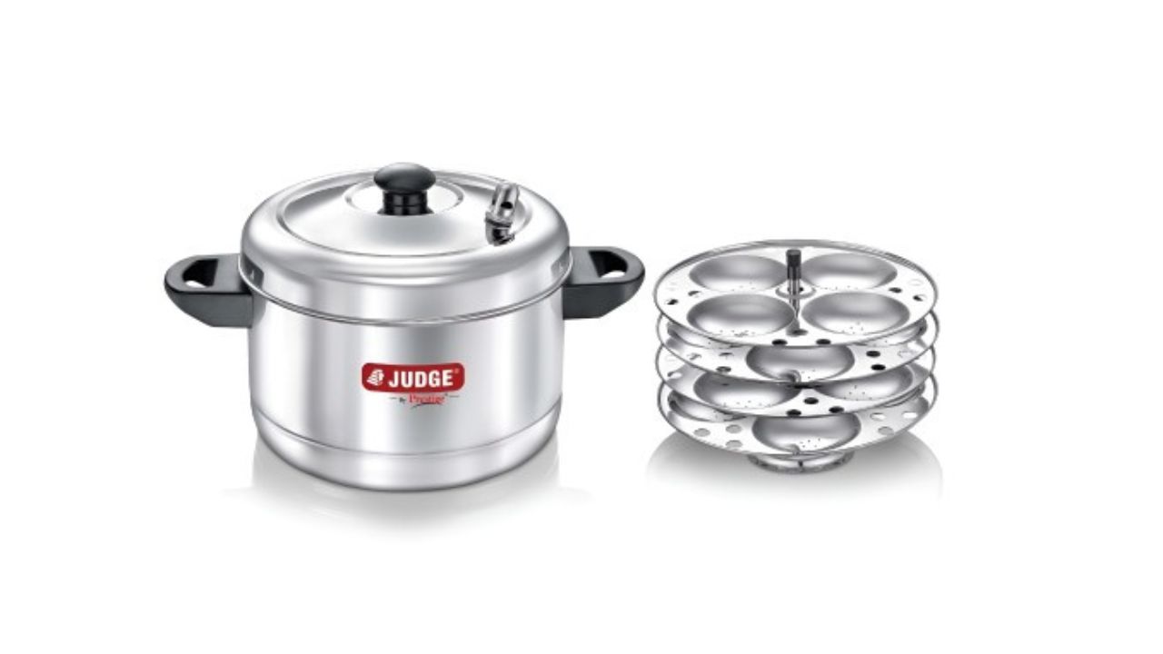 JUDGE By Prestige Stainless Steel Idli Cooker with 4 Plates Gas & Induction Compatible