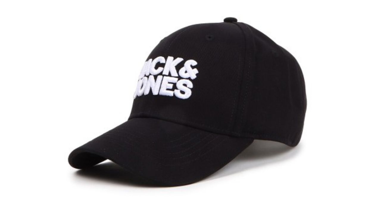 Jack & Jones Men Black & White Printed Pure Cotton Baseball Cap
