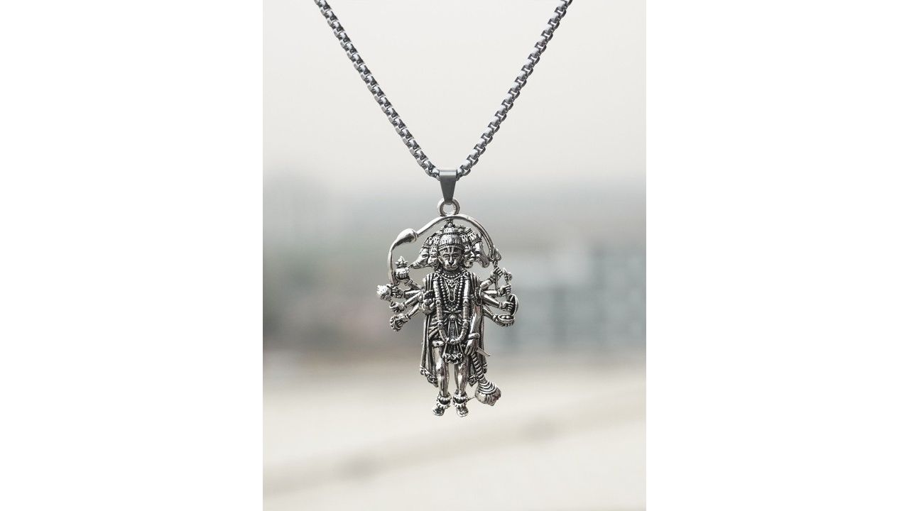 Japam Silver Plated Panchmukhi Hanuman Ji Necklace
