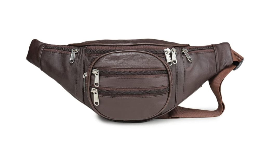 K London Real Leather Brown Waist Bag