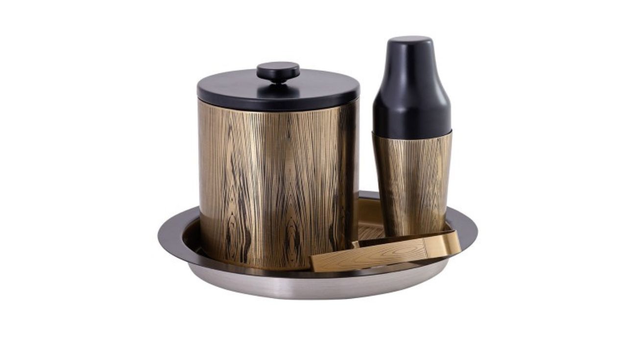 KANIRY ARTISE OF NOVELTY Gold Toned 4 Pieces Stainless Steel Barware Tool Set