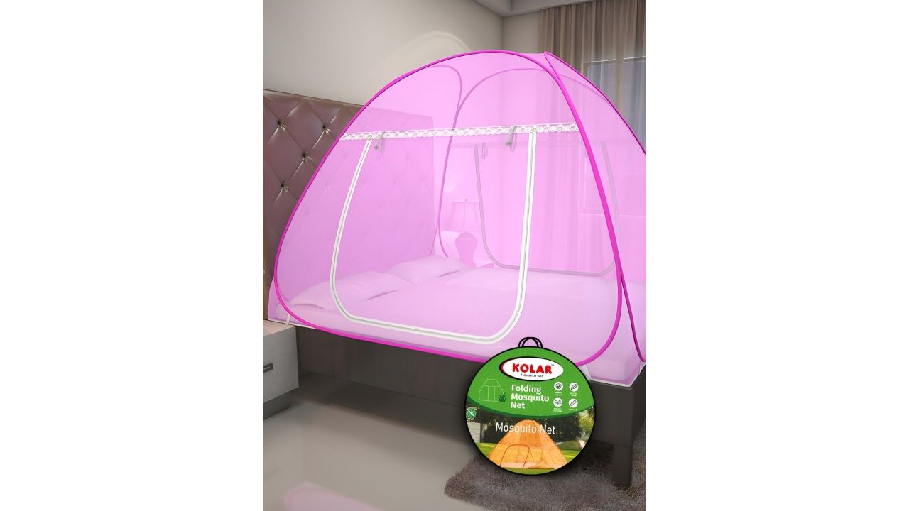 KOLAR Pink Solid King Size Tent Mosquito Net