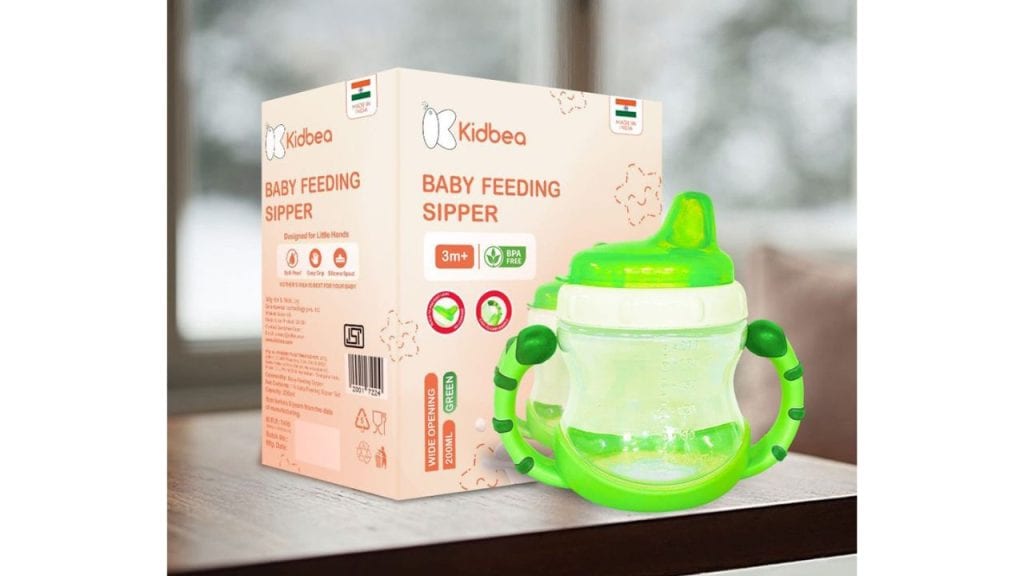 KidbeaInfants Green & Transparent BPA Free Baby Sipper 200ml