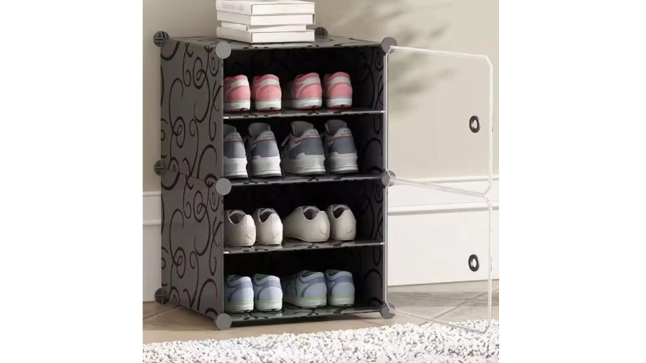 KriShyam Black 4 layer Portable Shoe Rack Organizer