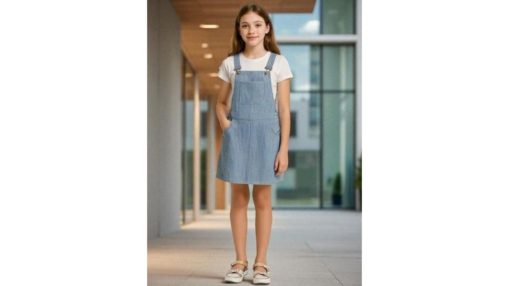 Kryptic Girls Pure Cotton Striped Denim Pinafore Dress