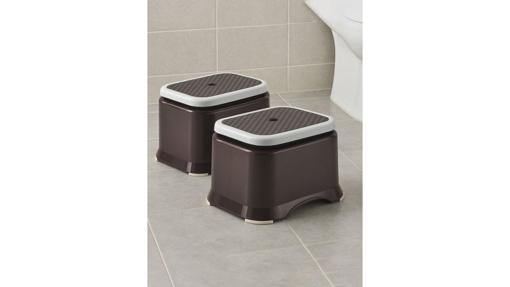 Kuber Industries Brown 2 Pieces Anti-Slip Bathroom Stools