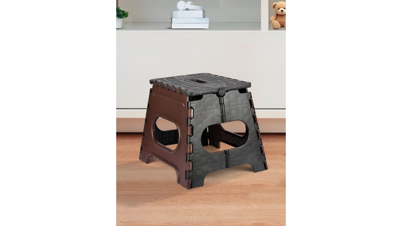 Kuber Industries Brown & Black Collapsible Outdoor Stool