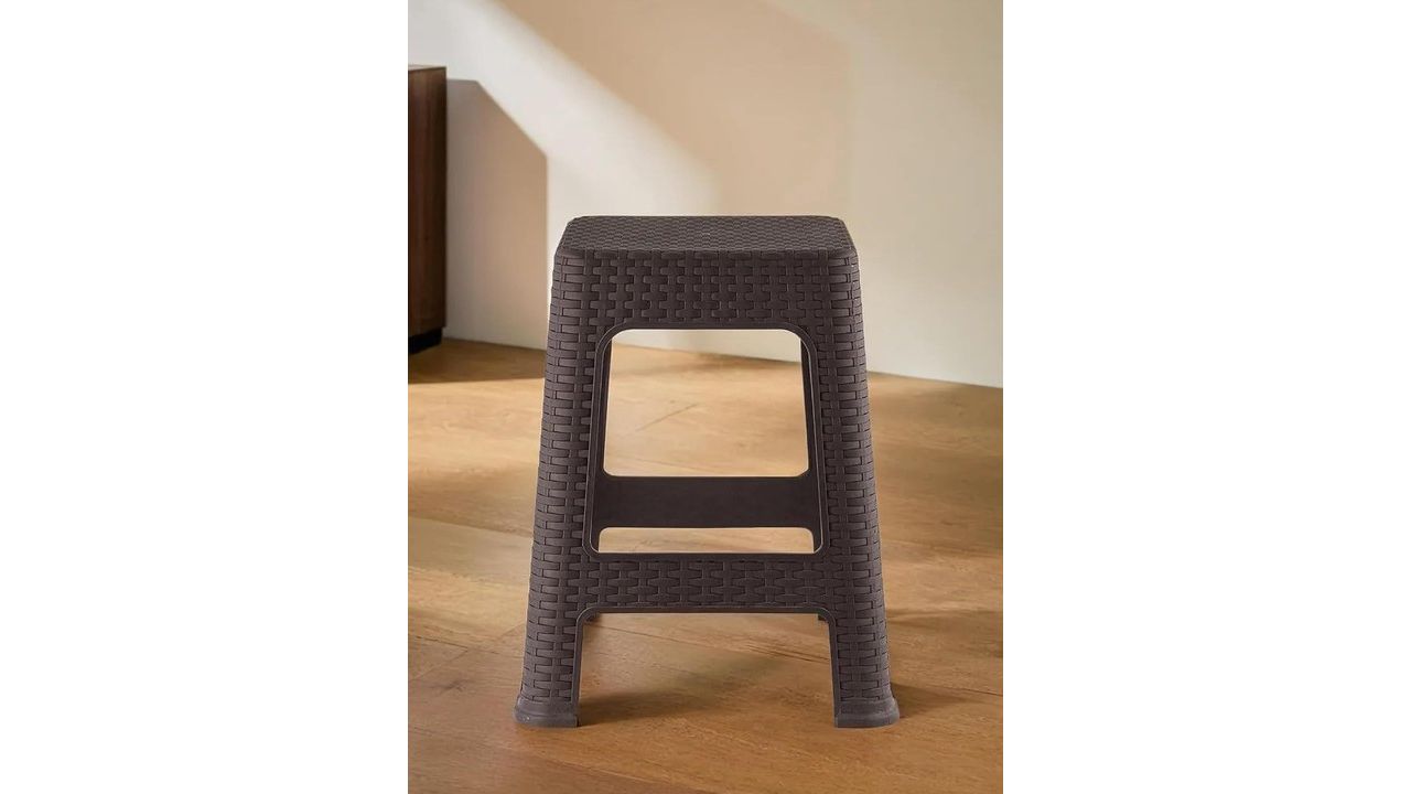 Kuber Industries Brown Solid Plastic Sitting Stool for Office, Home, Garden