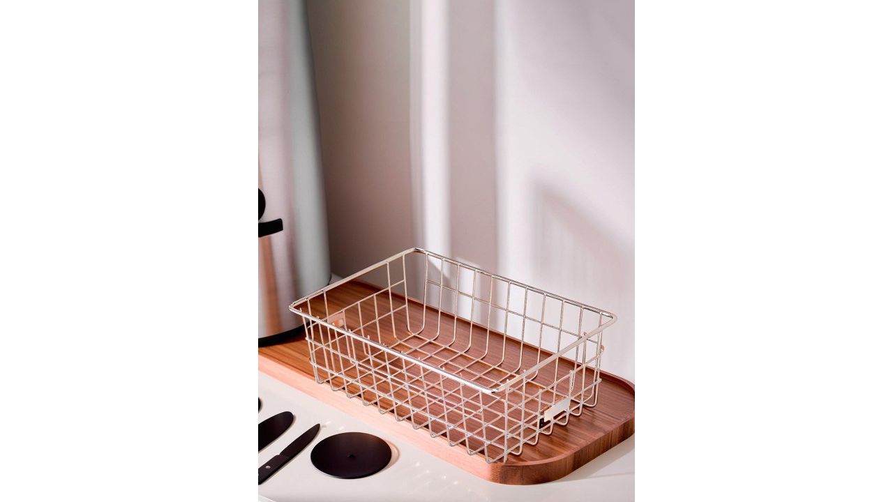 Kuber Industries Stainless Steel Dish Rack for Kitchen Storage with handle