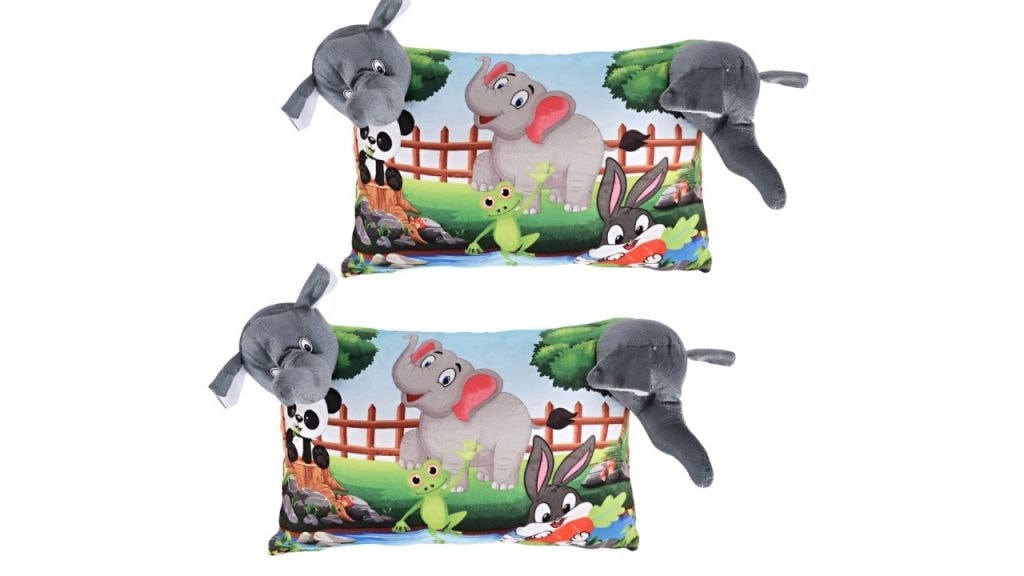 Kuber Industries2-Pcs Grey Printed Baby Pillow