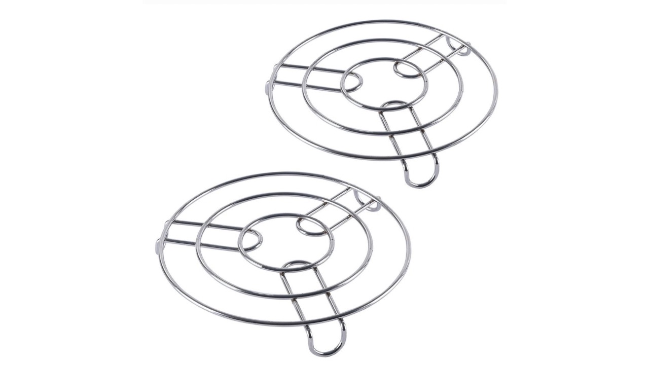 Kuber Industries2 Pcs Stainless Steel Trivets Stand for Hot Kitchen Cooker Stand
