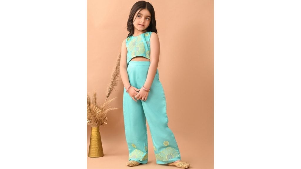LilPicksGirls Floral Embroidered Top with Palazzos