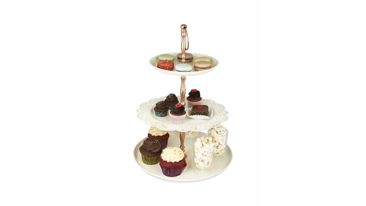 Living With Elan Off White Flourish 3 Tier Cake Stand