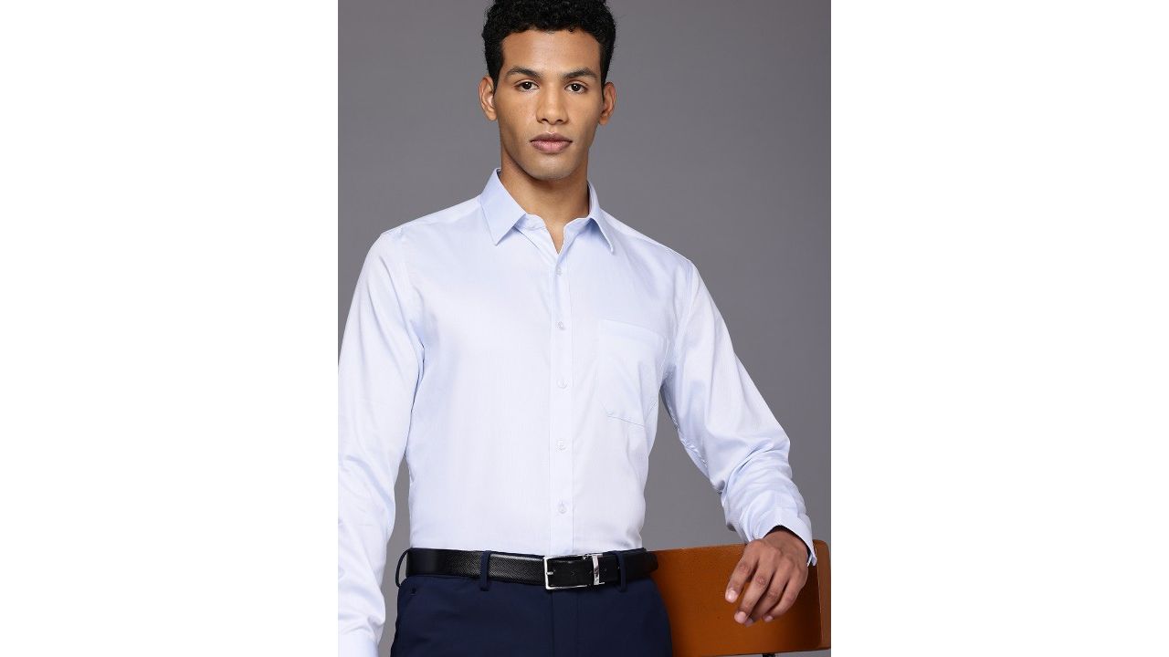Louis Philippe Men Cotton Wrinkle Resistant Slim fit Textured Formal Shirt