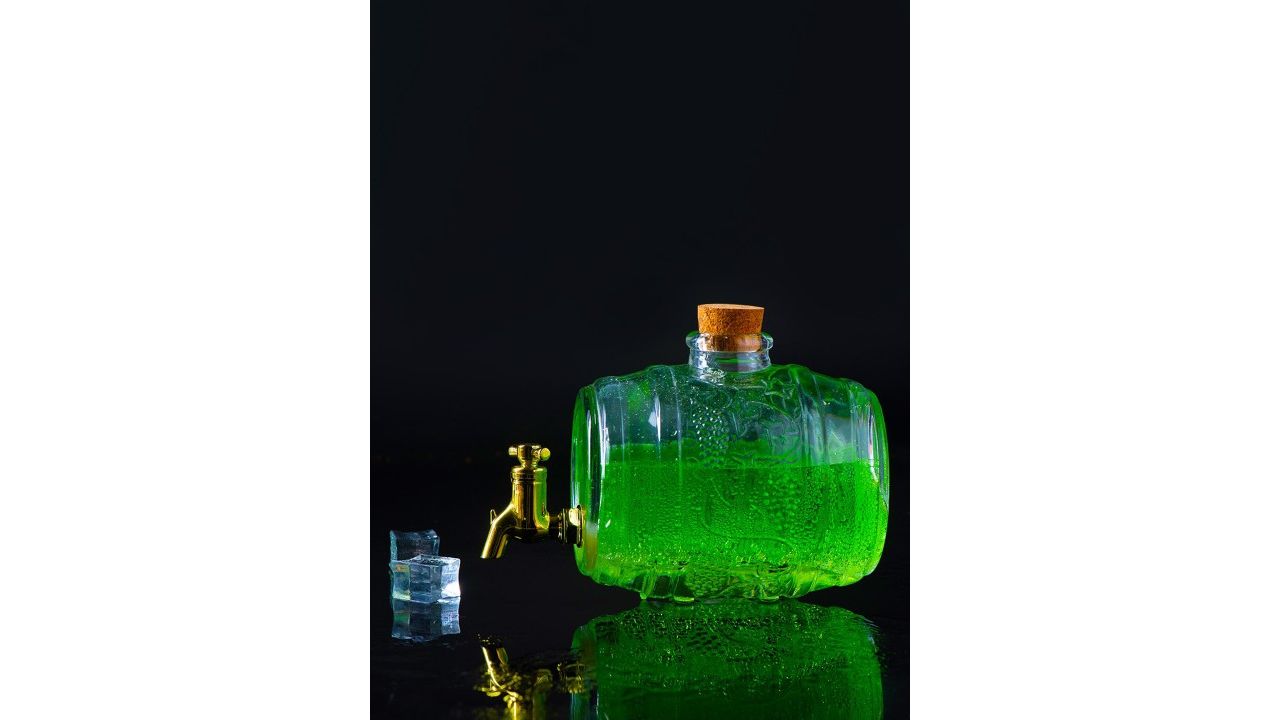 MELBIFY Transparent Glass Barrel Decanter With Tap 1L